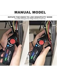 ToHayie   Detector de voltaje eléctrico sin contacto, 12 V 1000 V, con linterna LED, selección automática y manual de modo dual, sensibilidad ajustable, modo de alarma, juicio de alambre de Null