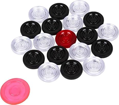 K.P Sports Transparent Carom Board Accessories Plastic Coin and Striker -Pack of 25