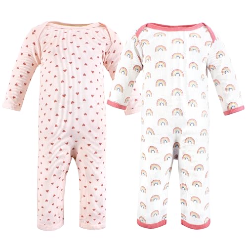 Hudson Baby Unisex Baby Thermal Coveralls 2pk, Creative Rainbows