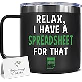 Relax I Have A Spreadsheet for That Funny Tumbler Gifts for Accountant, Funny Spreadsheet Cup Christmas Gifts for Coworker CPA NA Accountant Boss Manager, Accountant 14oz Stainless Steel Tumbler