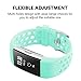 For Fitbit Charge 2 Bands, Adjustable Replacement Sport Strap Bands for Fitbit Charge 2 Smartwatch Fitness Wristband Soft Silicone All Teal Small
