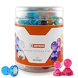 56 Push Pin Magnets - Perfect for Magnetic Whiteboard, Fridge, Calendar, Map and More. 2 SIZES and 7 Bright Colors for More Uses and Versatility - Perfect for Home, Office or School