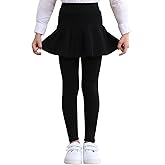 boruizhen Girls Leggings with Skirt Soft Kids Leggings Ruffle Skirt Uniform Pants High Waisted 2-9 Years