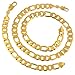24k Yellow Gold Filled Figaro Chain Men's Necklace+Bracelet Jewelry Set GF Jewelry 12mm Width(24