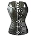 Zhitunemi Women's Steampunk Steel Boned Corset Bustier PU Leather Halter Cincher Shaper