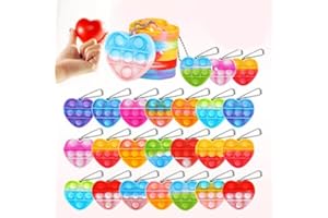 KENWQZI 36PCS Mini Heart Pop Fidget Toys Pack Party Favors, Pop Bubble Fidget Bulk Sensory Toys, Pop Keychain Bubble Pop Toy Party Bag Fillers for Kids, Wrap Pop Stress Reliever Anti-Anxiety