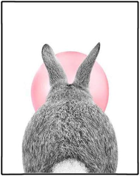 Lapin Lapin Imprimer Rose Bubble Gum Affiche Minimaliste Toile Peinture Bebe Animaux Mur Art Pepiniere Enfants Chambre Decoration Photos 50x70 Cm X 2 Pcs Pas De Cadre Decoration De La Maison Decoration Murale