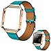 GBSELL New Luxury Genuine Leather Watch band Wrist Strap + Metal Frame For Fitbit Blaze Smart Watch,Blue