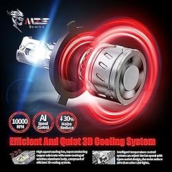 MZS H4 Light Bulb Motorcycle, 8000LM 35W 9003 HB2
