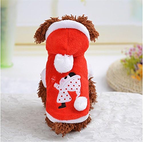 MagicMen Small dog Clothes Coral fleece Christmas gifts Pet clothes Pet Costumes Puppy Clothes Dog Shirt Pet Apparel (XS, Red)