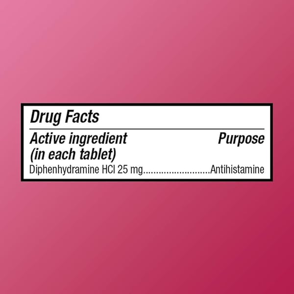 AMAZON BASIC CARE ALLERGY RELIEF, DIPHENHYDRAMINE HCL TABLETS 25 MG, ANTIHISTAMINE, CHERRY, 400 COUNT
