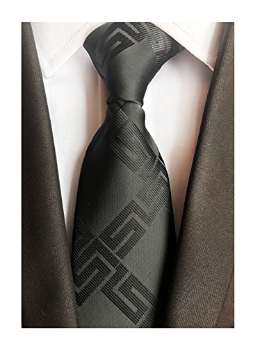 Men Solid Color Black Ties Collection Woven Cravat Fashion Christmas Gift Father