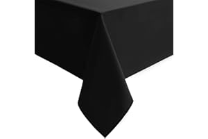Hiasan Black Tablecloth Square, 54 x 54 inch - Waterproof, Wrinkle Resistant, Washable Polyester Fabric Table Cloth for Card Tables