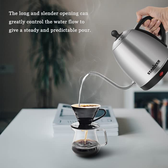Stariver Electric Kettle Gooseneck Kettle, 1L Water Boiler, BPAFree