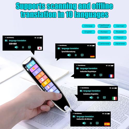 Scan Reader Pen for Dyslexia, 142 Language Smart Translation Pen Translator for Elderly, Kids, Students, Supports Voice, Scan, Text to Speech (White)