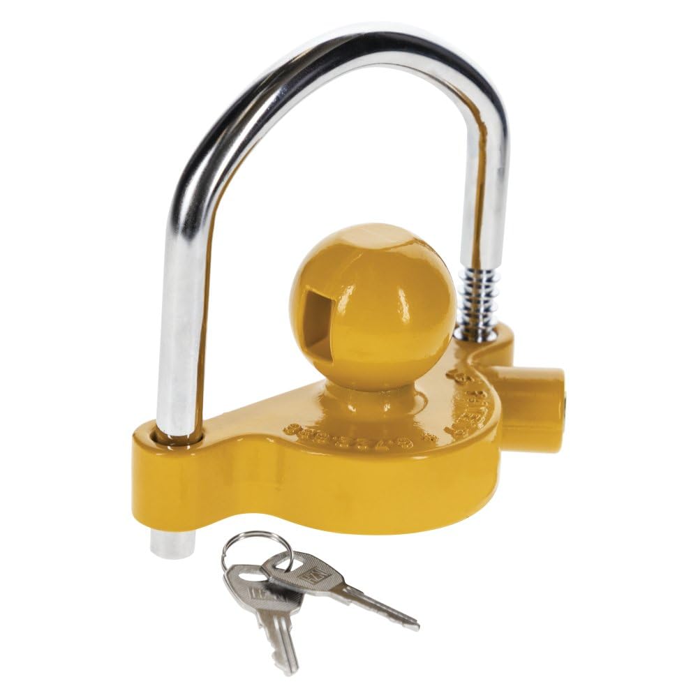 Photo 1 of **Missing parts**
REESE Towpower 72783 Coupler Lock, Adjustable Storage Security, Heavy-Duty Steel, Yellow and Chrome ( Universal Fit)