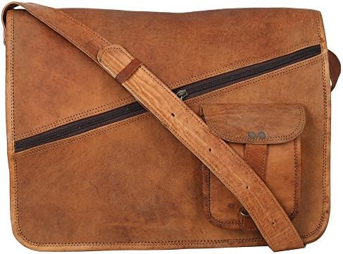Indisole Men's Collection Handmade Leather Crossed Zippered With Single Cargo Free Size Brown