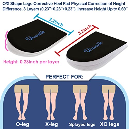 3 Layers Adjustable Supination & Over - Pronation Adhesive Corrective Gel Shoe Inserts, Medial& Lateral Heel Wedge Lifts for Foot Alignment, Knock Knee Pain, Bow Legs, Osteoarthritis(Black)
