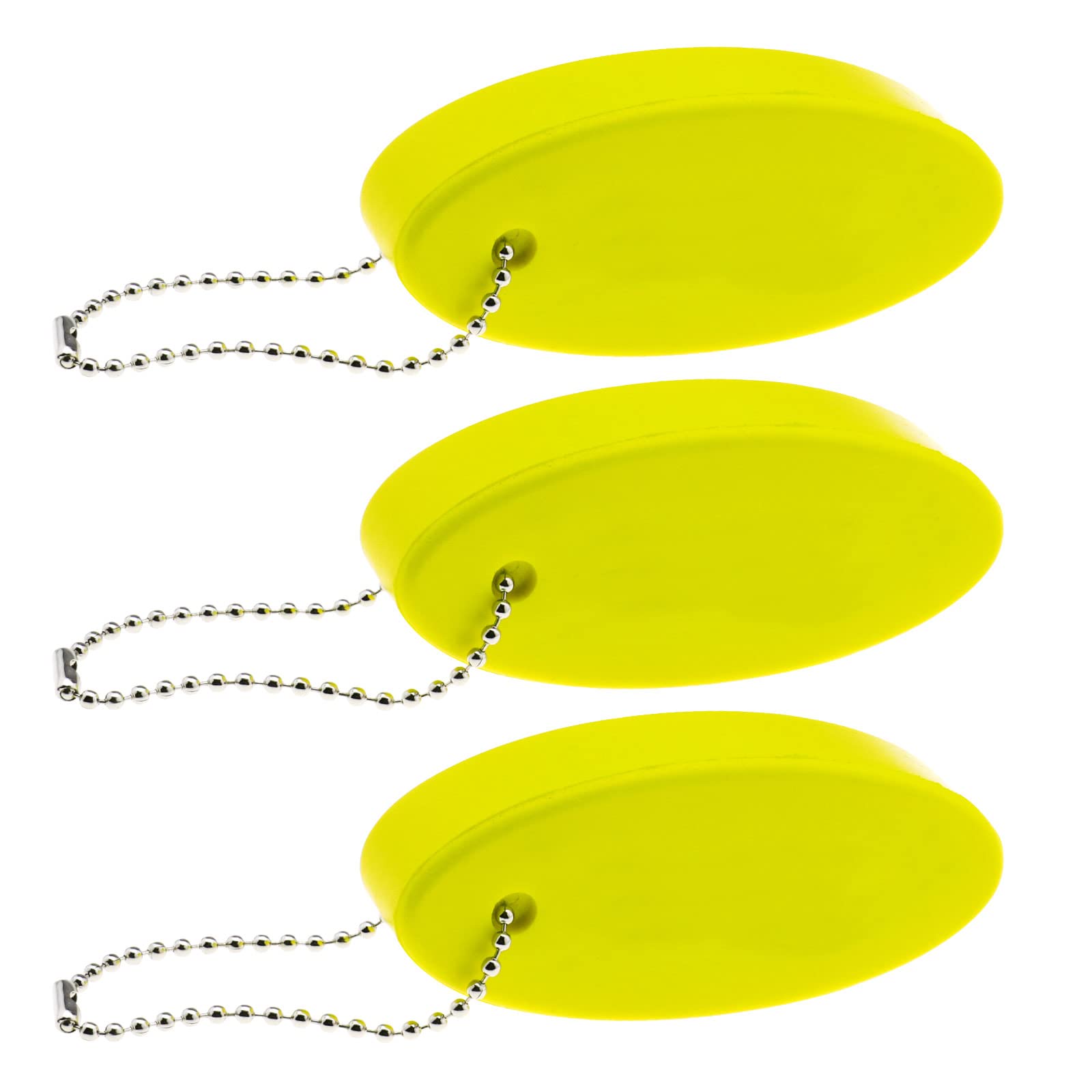 YINETTECH 3PCS Float Keychain Glow in the Dark Oval Shaped Yellow Foam Key Ring Water Sport Lightweight Key Accessories for Surfing Swimming Diving Fishing Sailing Boat