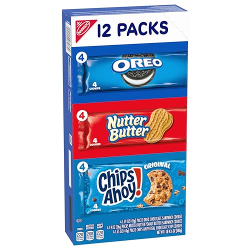 NABISCO COOKIE VARIETY PACK, OREO, NUTTER BUTTER, CHIPS AHOY!, 12 SNACK PACKS (4 COOKIES PER PACK)