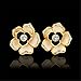 Scheppend 18k White Gold Plated Flower Shaped with Black or yellow Color Earring Stud