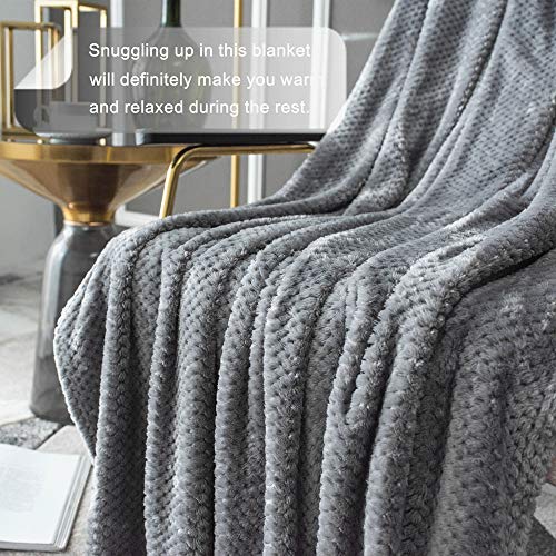 image for LEWONDER Flannel Fleece Throw Blanket for Sofa Couch | Taupe Waffle Te