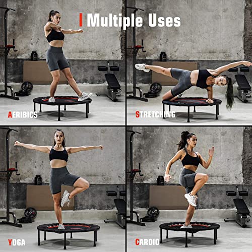 Pelpo 40" Folding Mini Trampoline, Exercise Trampoline with Resistance Bands, Rebounder