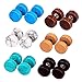 Longbeauty 6 Pairs Fake Ear Gauge-Ear Plug-Ear Stud Earring Organic Wood Stone Set 8MM