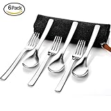 Forks and Spoons Stainless Steel Flatware Set , Soraka 6-Piece Flatware Set ,7.4 Inch,luxurious packaging，Perfect gift