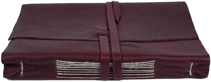 Burgandy leather autograph book with laces