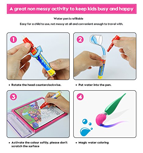 BBLIKE Colouring Doodle Book for Kids Tracing Drawing,Reusable Water Painting Kits and 2 Magic Water Pens