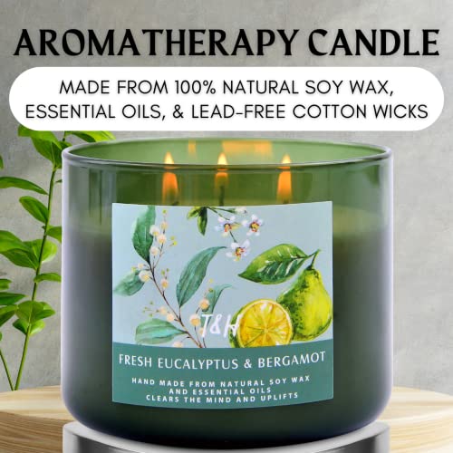 3 Wick Candle Eucalyptus Bergamot Scented Candle (Eucalyptus