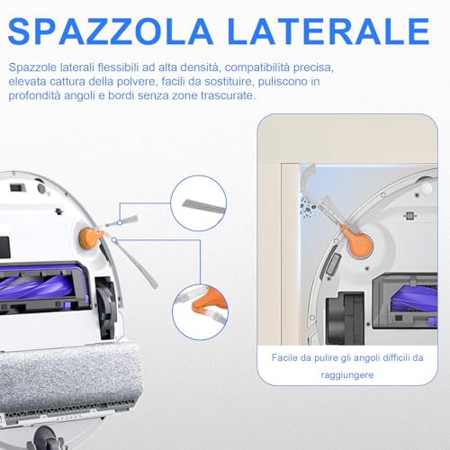 Accessories for Narwal Flow Roboter Vacuum, 1 Main Brush, 1 Sheet Cleaning Roller, 4 HEPA Filters, 6 Side Brushes, 4 Dust Bags, 1 Cleaning Tool for Narwal Flow