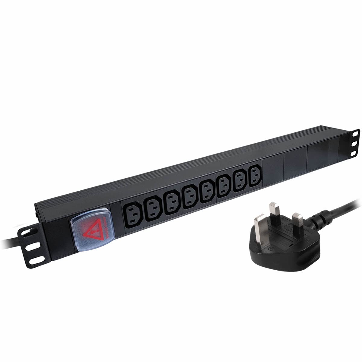 JUSTOP 1U 8 Way 19 Inch Horizontal IEC C13 13A PDU Power Distribution Unit UK Plug