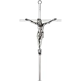 ACHIBANG 10" Silver Crucifix Wall Cross – Catholic Metal Cross with Jesus & INRI for Wall or Over-the-Door Blessing