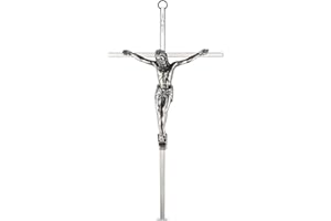 ACHIBANG 10" Silver Crucifix Wall Cross – Catholic Metal Cross with Jesus & INRI for Wall or Over-the-Door Blessing