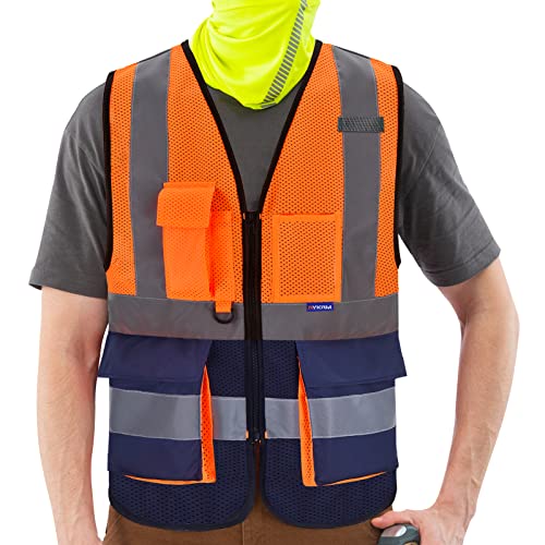 A-SAFETY Hi-Vis Mesh Vest Clear ID Holder