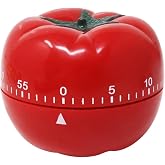 yueton Manual Mechanical Tomato Timer -Ring Alarm Kitchen Timer for Cooking Study Gym Countdown Clock Red