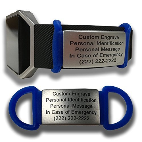 Multi-purpose Waterproof Blue Safety Alert ID Bracelet - Free Engraving - Hypoallergenic Silicone Attachment with 30mm Plate - Runners ID - Fitness ID - Triathletes ID - Religious ID - Kids ID
