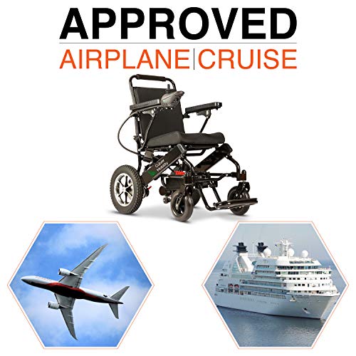 Culver Mobility Electric Power Wheelchair Scooter Fold Lightweight Folding Safe Electric Wheelchair Motorized FDA Approved Aviation Travel (Free Wheelchair RAMP Gift) (Black-17.5 inc)