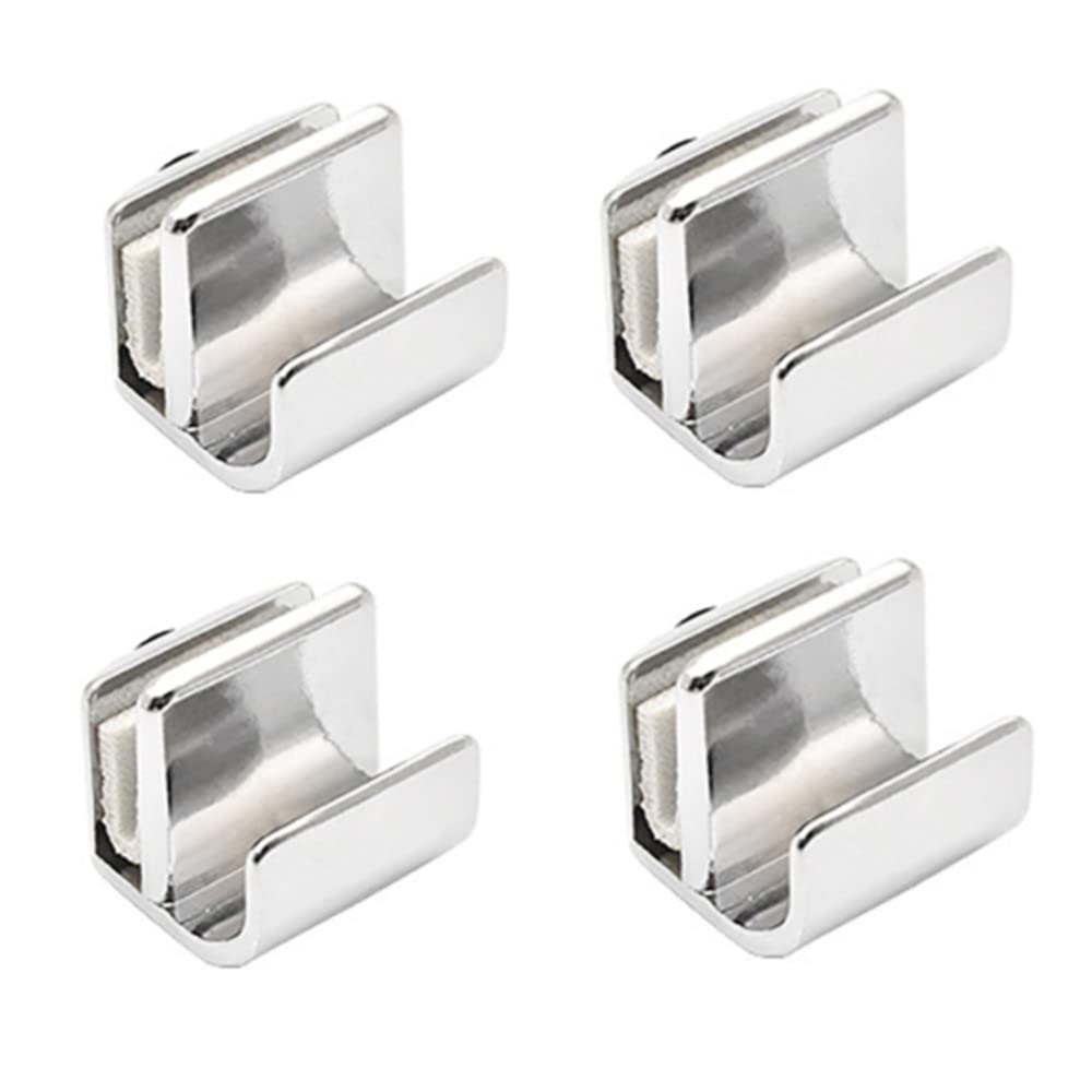 Heuskay 4 Pcs Glass Door Handle,Glass Clip Handle,Zinc Alloy No Drilling Door Clips Clamps Pulls Handles Knobs for 3-5mm Showcase Cabinets Drawer