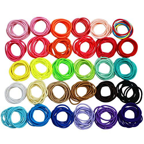 WillingTee 300 Pieces Multicolor Tiny Baby Girls Hair Ties No Crease Hair Bands Ponytail Holder Hair Accessories for Girls Infants Toddlers Kids and Children