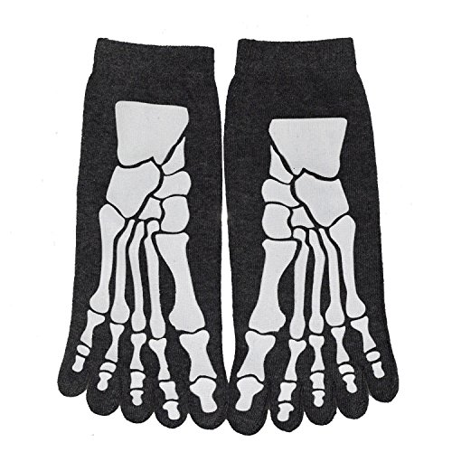 Skeleton Bone Toe Socks Black (Grey)