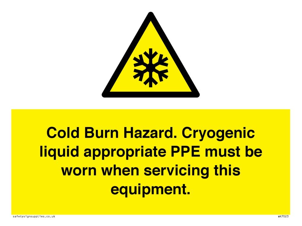 Cold Burn Hazard. Cryogenic liquid appropriate PPE must be worn when servicing this equipment
