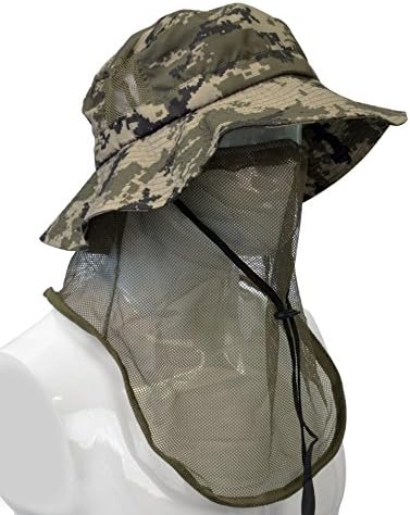 Headshots Anti-Mosquito Bug Mask Hat, Wide Brim Bucket Sun Cap with Face Net Mesh Boonie Hat for Men &amp; Women Outdoor