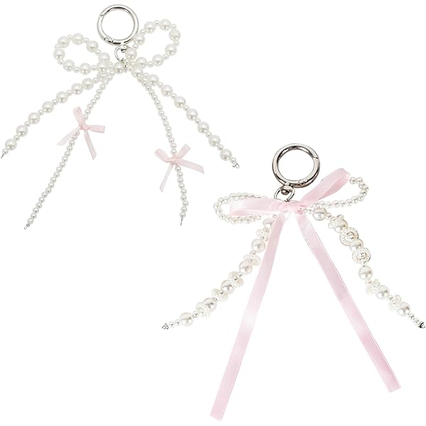 Enodny Pearl Bow Keychain Charm – Cute Pink Bowknot Bag Charm For Women, Aesthetic Purse Accessory