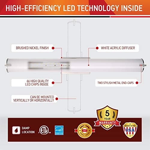 OSTWIN 36" (2 pack) LED Bathroom Wall Sconce Lighting Fixture, Bathroom Vanity Light 30W (150 W Repl) 5000K Day Light, 2200Lm,Vertical or Horizontal Tube, 160⁰ Beam Angle ETL and Energy Star Listed