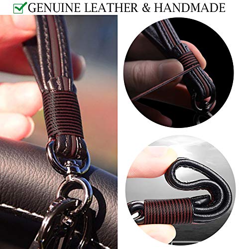 QIAOBA Car Key Chain,Handmade Premium Leather Valet Keychain Detachable with Car Key Loop Ring Car Key Fob Chain for Men Women Fit Honda Mercedes Benz BMW Ford Audi Nissan Jeep Cadillac Lexus (Brown)