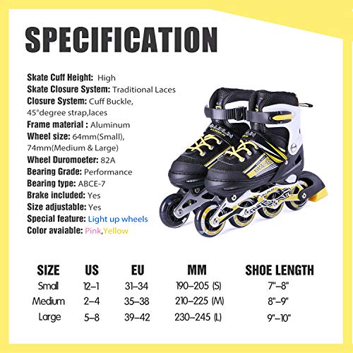 Kuxuan Inline Skates Adjustable for Kids,Boys Rollerblades with All