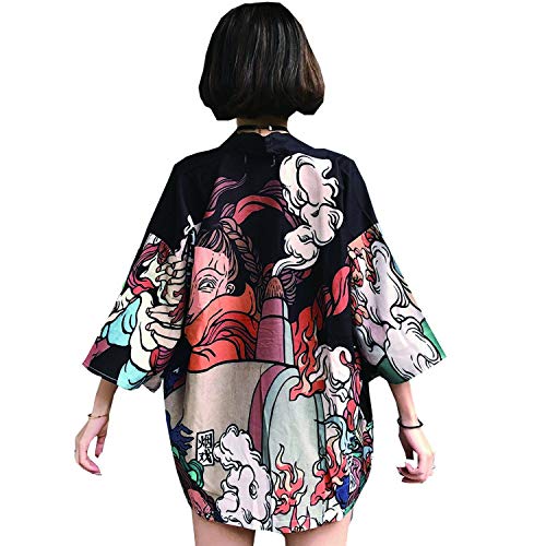 Kimonos Woman Japanese Kimono Cardigan Cosplay Shirt Blouse for Women Japanese Yukata Beach Kimono,2,One Size - Thumbnail 6